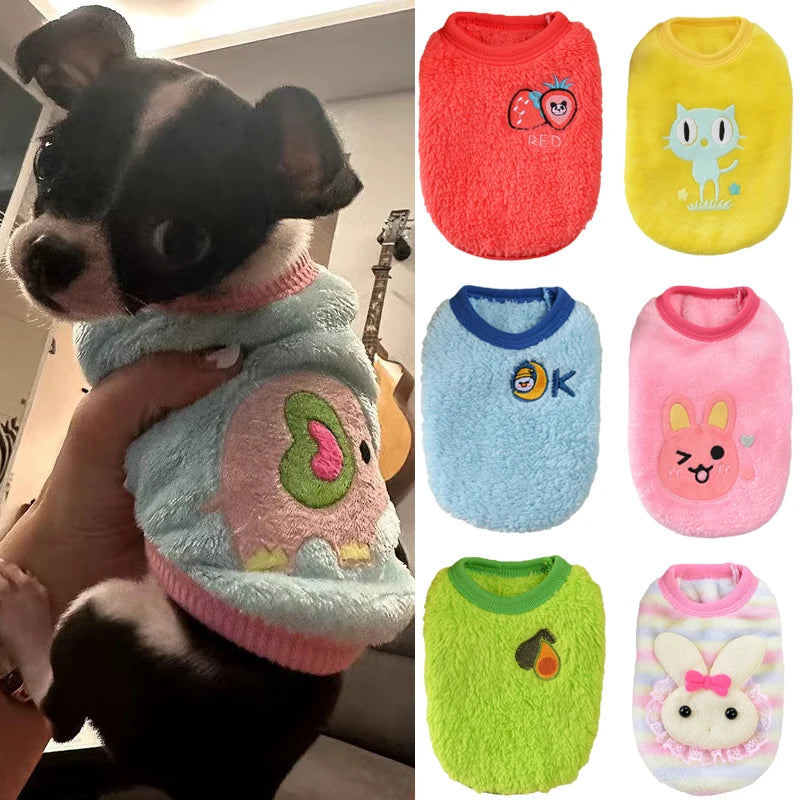 Cute Printed Fleece Sweater for Small Dogs Winter Pet Clothing