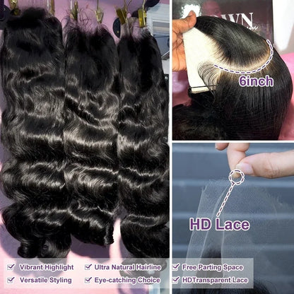 Women's 40 to 42 Inch 250% Density Body Wave HD Lace Front Human Hair Wig