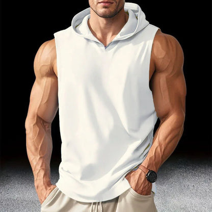 Men's Solid Color Sleeveless Hooded Tank Top