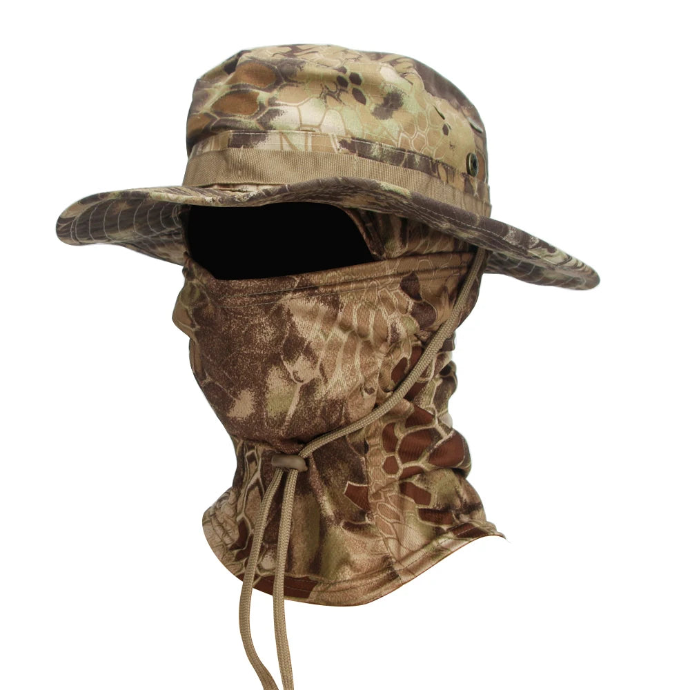 2 Piece Men's Wide Brim Boonie Hat and Balaclava Set