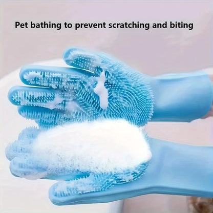 Silicone Pet Grooming Bathing Glove for Dogs & Cats Hair Removal
