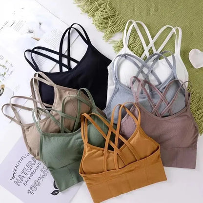 Women's Back Cross Strap Push Up Sports Bra