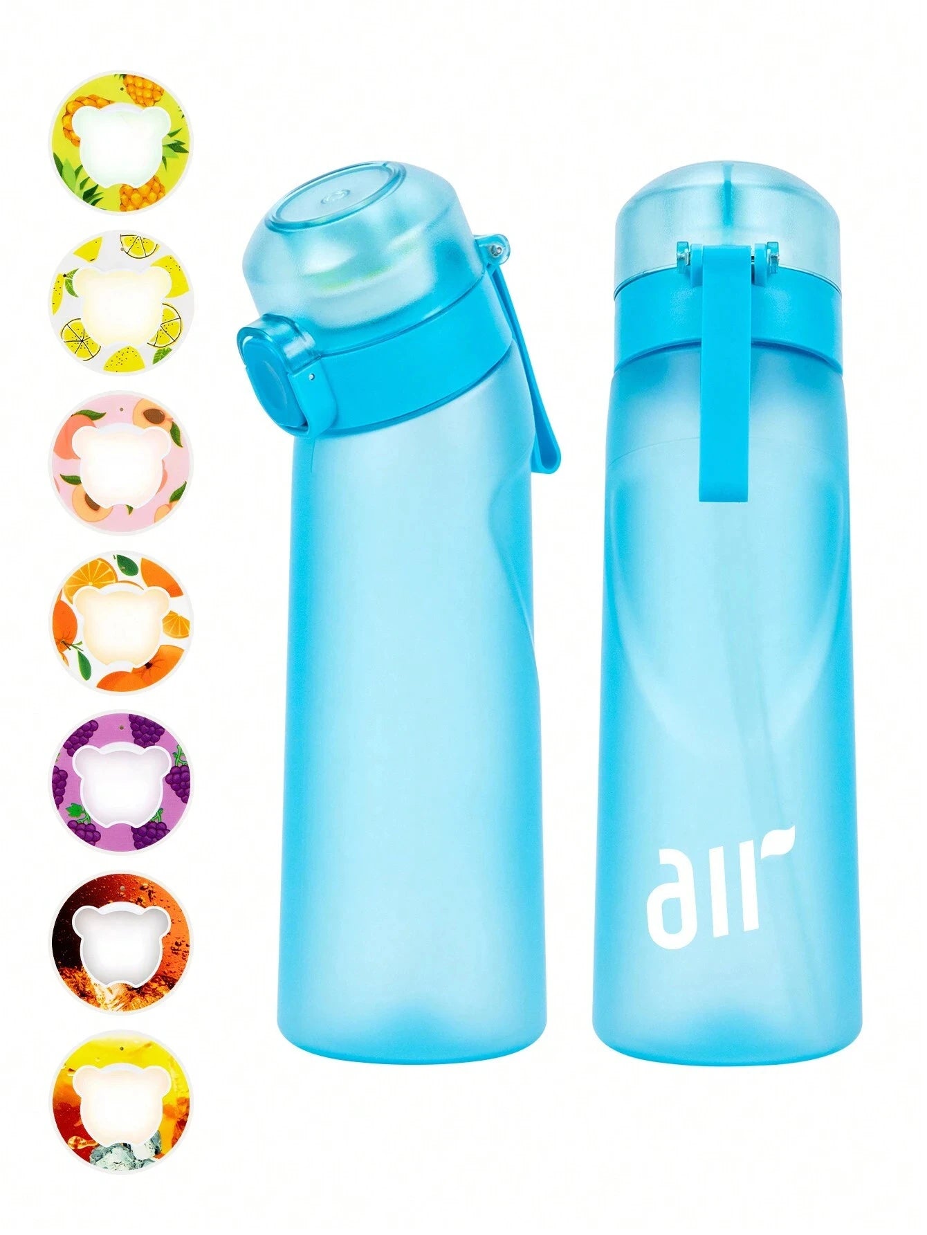 Leak Proof Sports Water Bottle with Straw and Flavor Pod