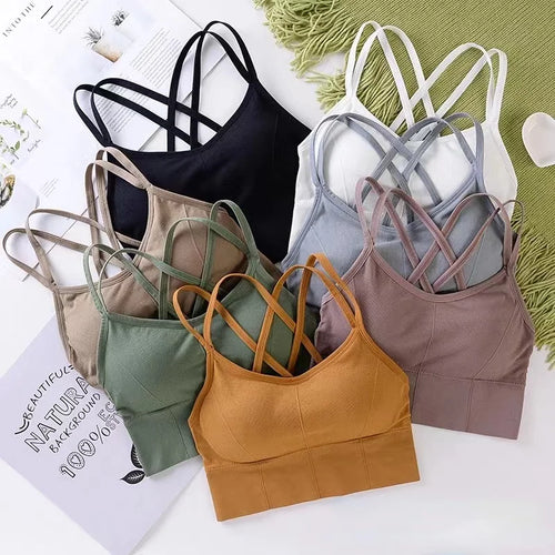 Women's Back Cross Strap Push Up Sports Bra