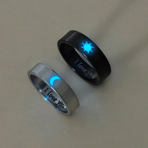 2 Piece Glow in the Dark Couple Rings Set