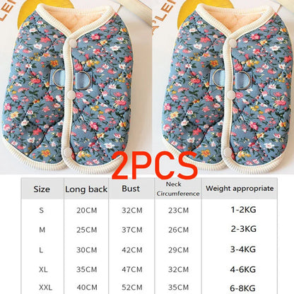 Floral Fleece Dog Vest for Small Dogs Winter Pet Coat