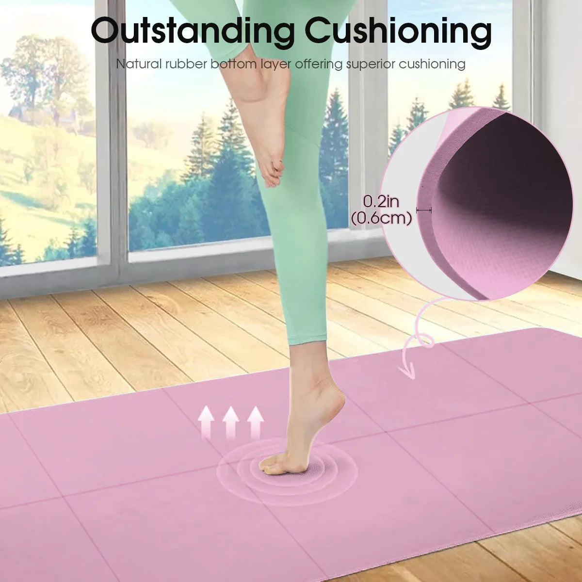 3 to 6mm Non Slip Yoga and Pilates Exercise Mat