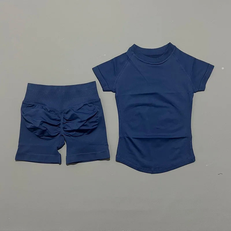 2 Piece Seamless Yoga Top and Shorts Set