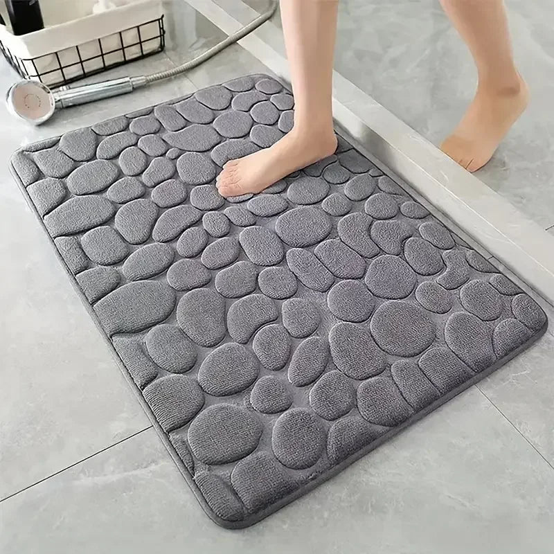 3D Cobblestone Non Slip Absorbent Bathroom Mat Quick Dry Doormat