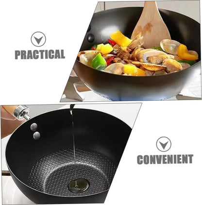 Uncoated Flat Bottom Iron Wok for Stir Fry Cooking