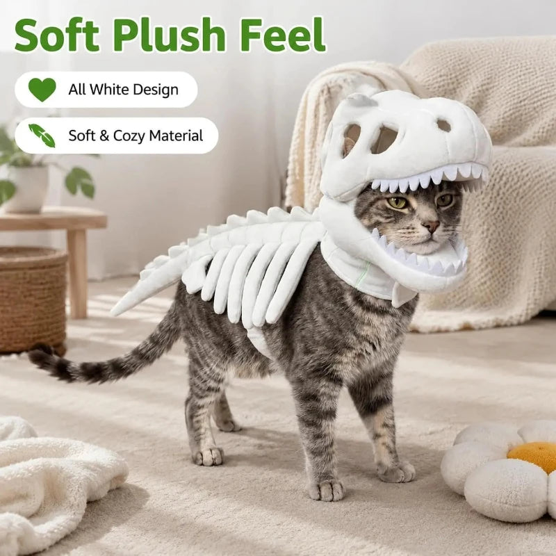 Dinosaur Skeleton Plush T-Rex Costume for Dogs & Cats Halloween Pet Outfit