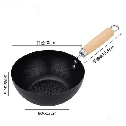 Uncoated Flat Bottom Iron Wok for Stir Fry Cooking
