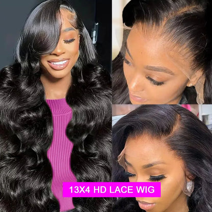 36 Inch Body Wave 13x4 HD Lace Front Human Hair Wig 250% Density
