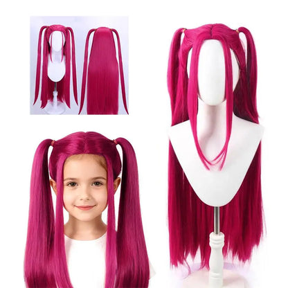 Purple Pink Long Braided Side Ponytail Cosplay Wig