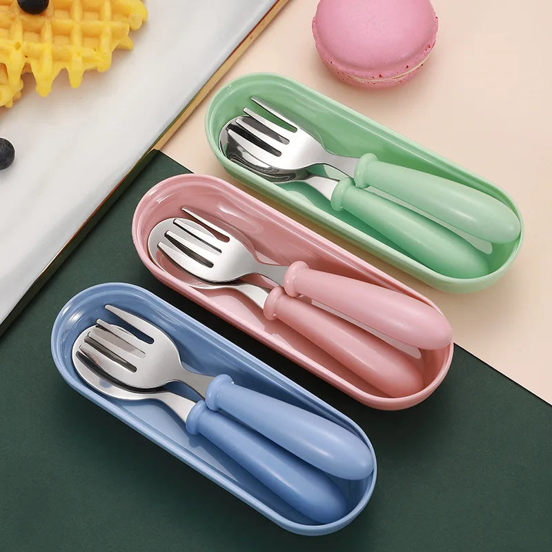 3 Piece Kids Stainless Steel Cutlery Set with Case