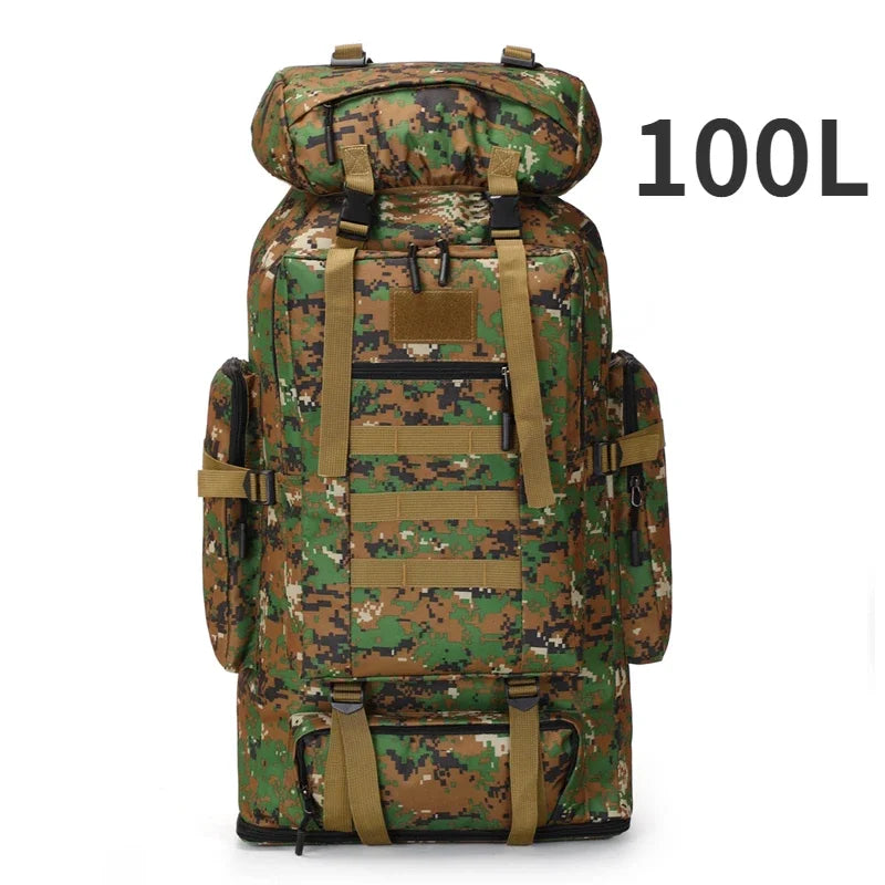 80L or 100L Large Capacity Tactical Hiking Backpack