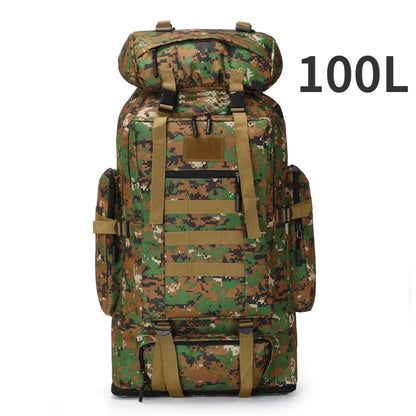 80L or 100L Large Capacity Tactical Hiking Backpack