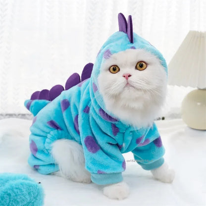 Blue Dinosaur Hooded Coat for Small & Medium Dogs & Cats