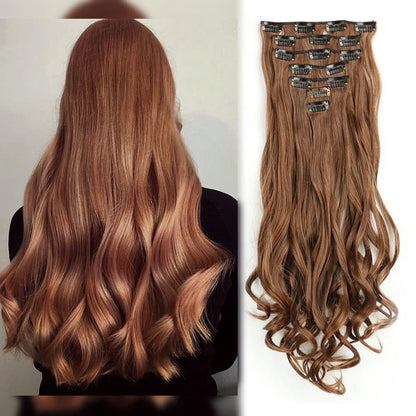22 Inch Curly Wavy Clip In Hair Extensions 7PCS