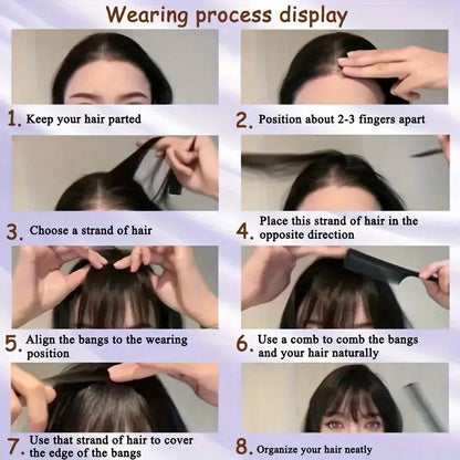 Women's Natural Wispy Clip In Bangs with Sideburns