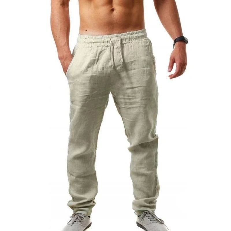Men's Linen Cotton Wide Leg Casual Pants