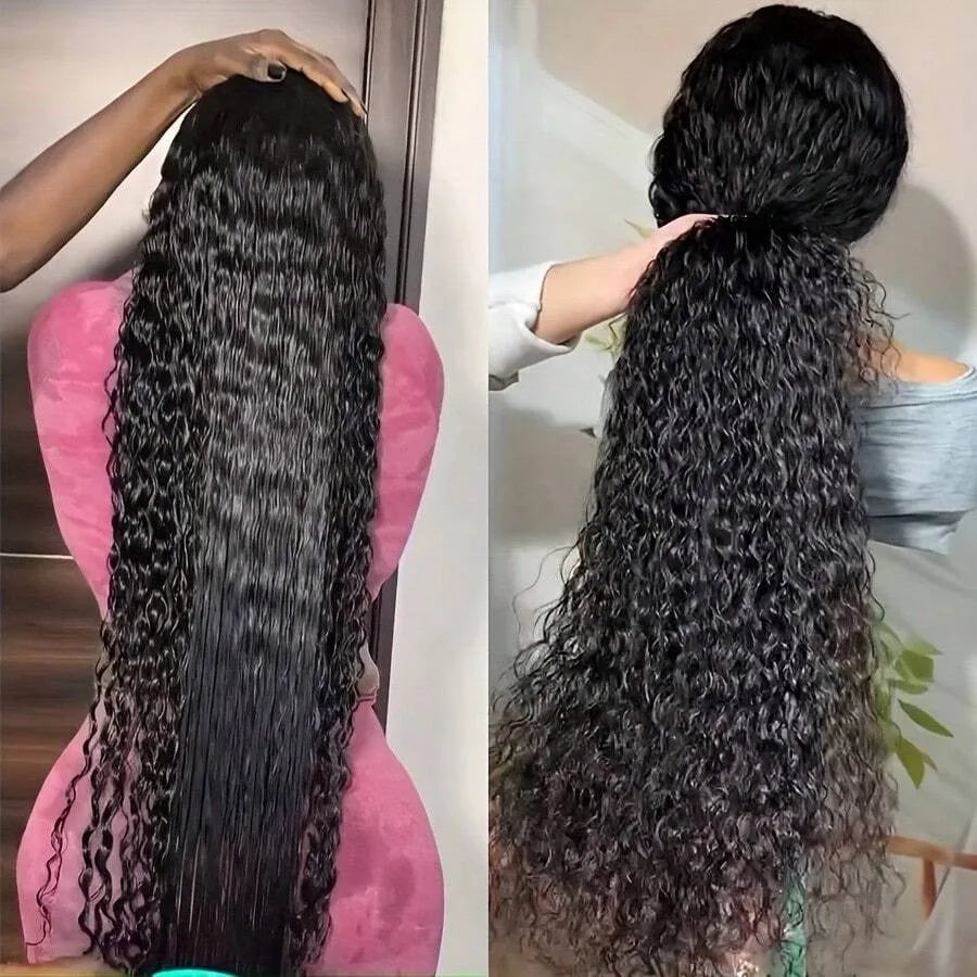 32 Inch Water Wave 13x4 HD Lace Front Human Hair Wig 200% Density