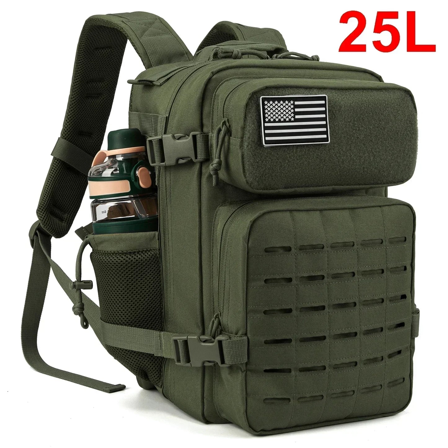 25L or 45L Tactical Hiking Backpack with Bottle Holder
