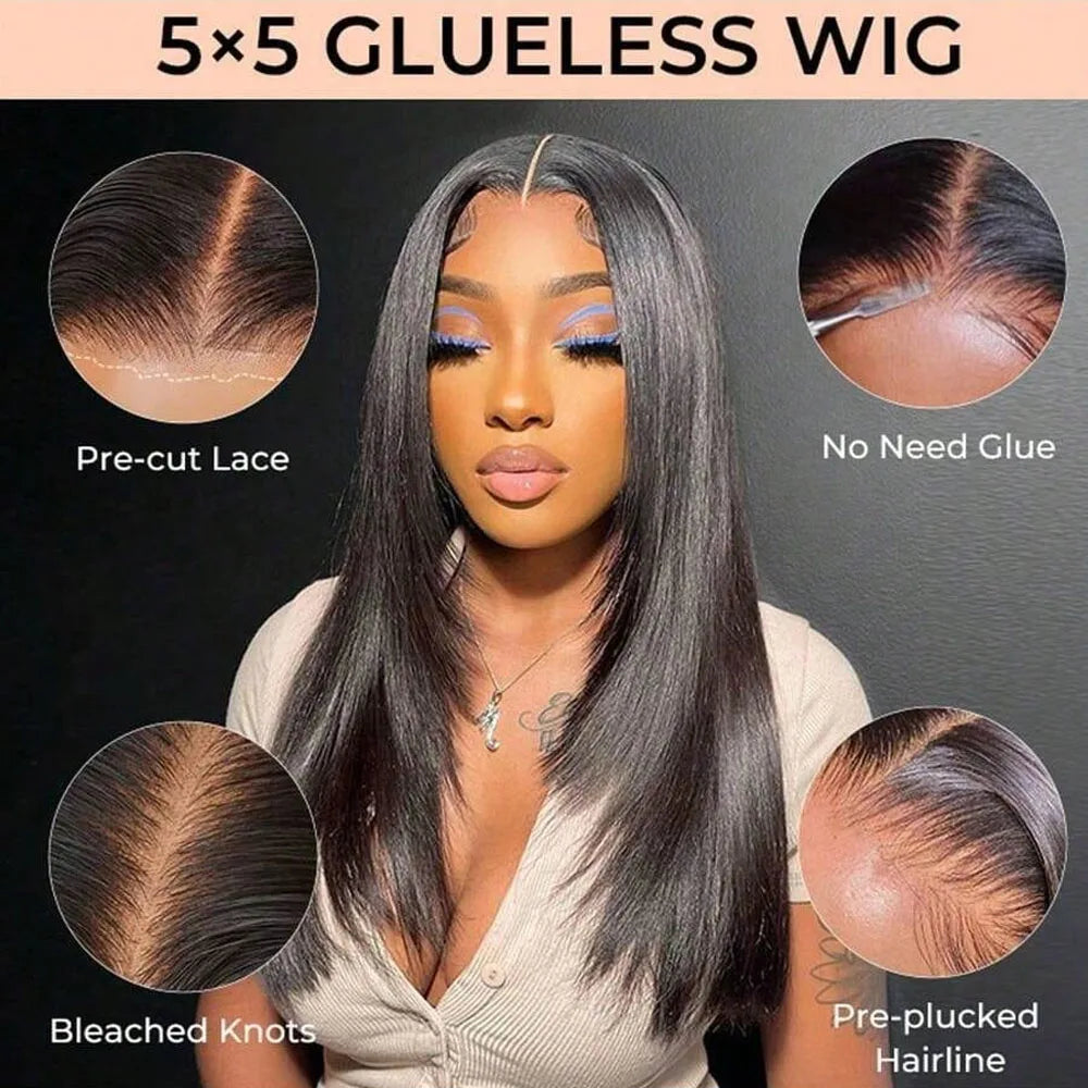 Women's 40 Inch 250% Density Straight HD Lace Front Human Hair Wig