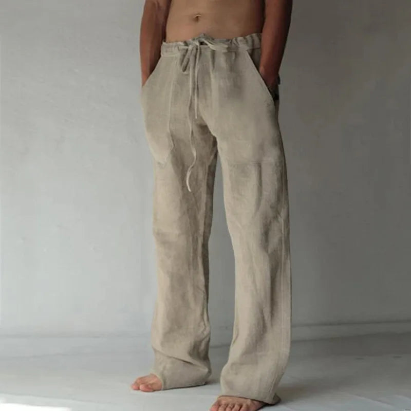 Men's Linen Cotton Wide Leg Casual Pants