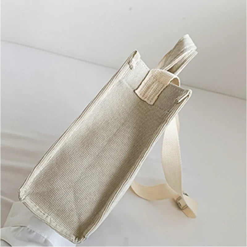 Women’s Corduroy Shoulder Handbag Large Capacity Casual Tote
