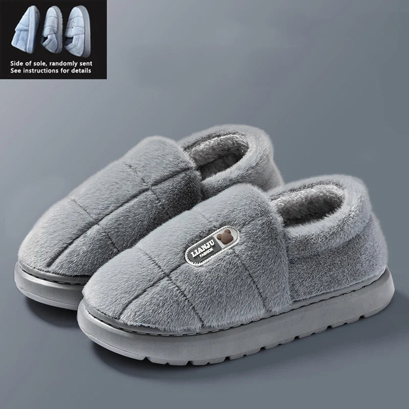 Unisex Warm Plush Heel Wrap Indoor Slippers
