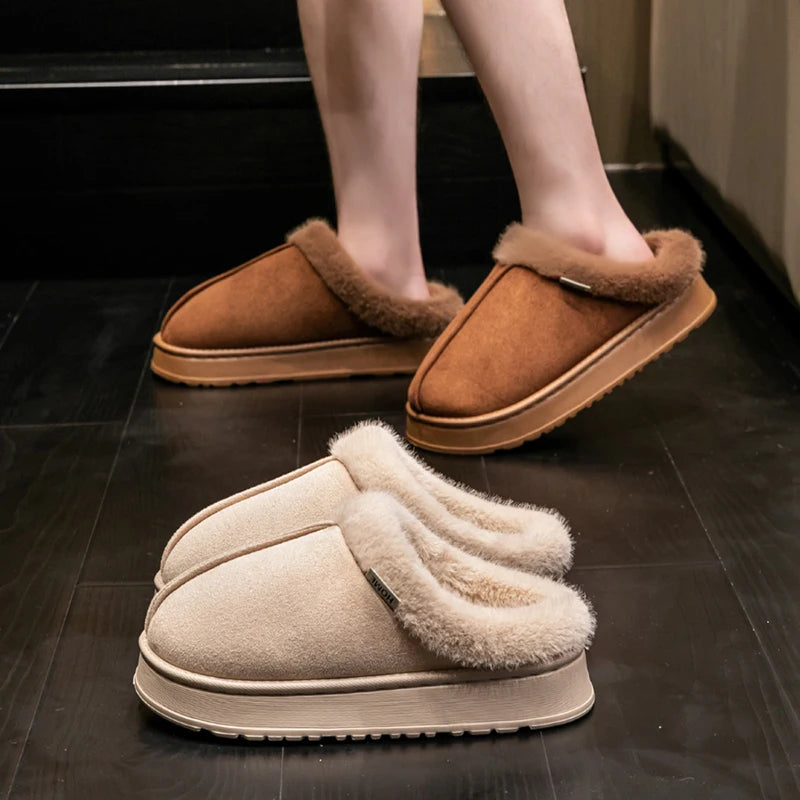 Women’s Plush Fleece Lined Winter Slippers Non Slip Home Shoes