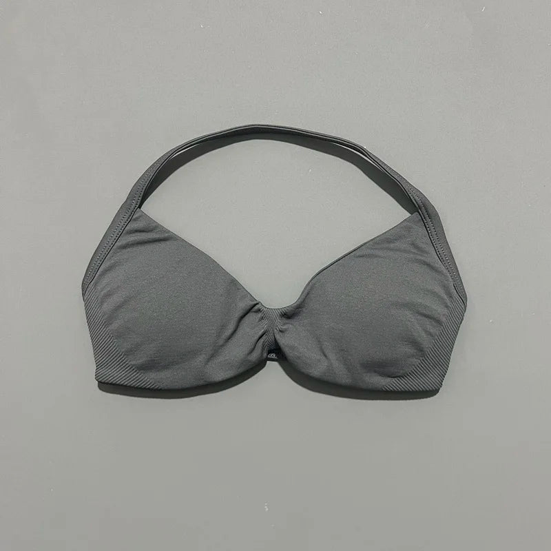 HISTELLO Women's High Support Strappy Halter Sports Bra