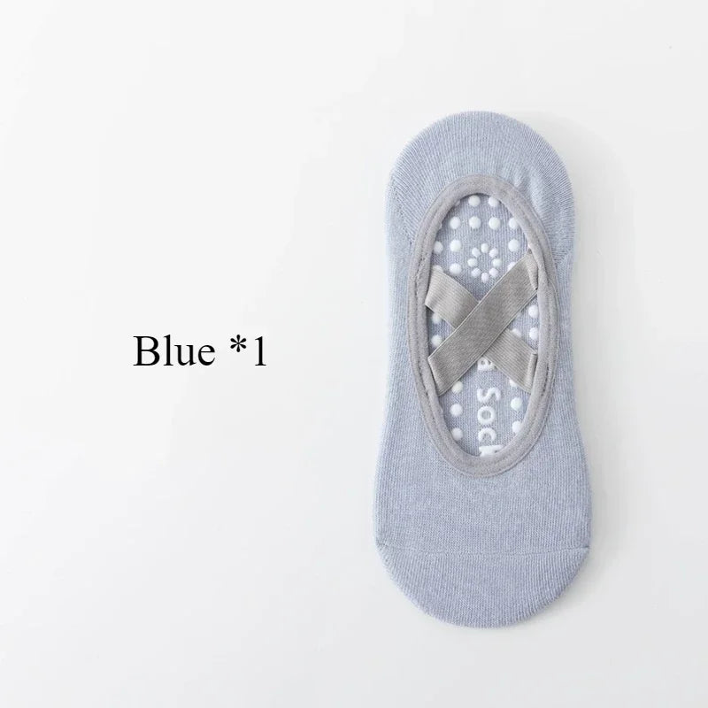 1 or 4 Pairs Women's Anti Slip Yoga Pilates Socks