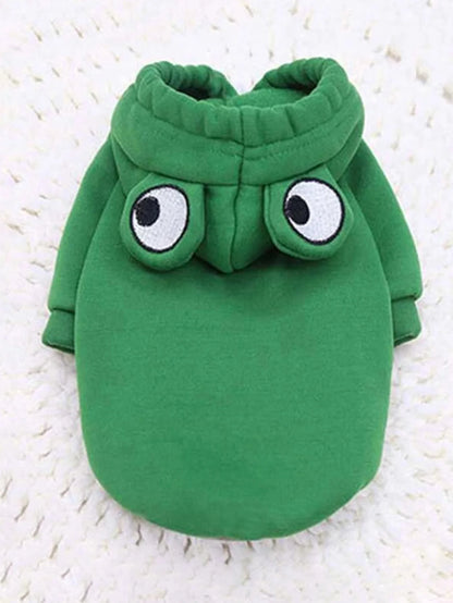 Cute Frog Dog Hoodie Sweater for Small & Medium Dogs Green Pet Clothes