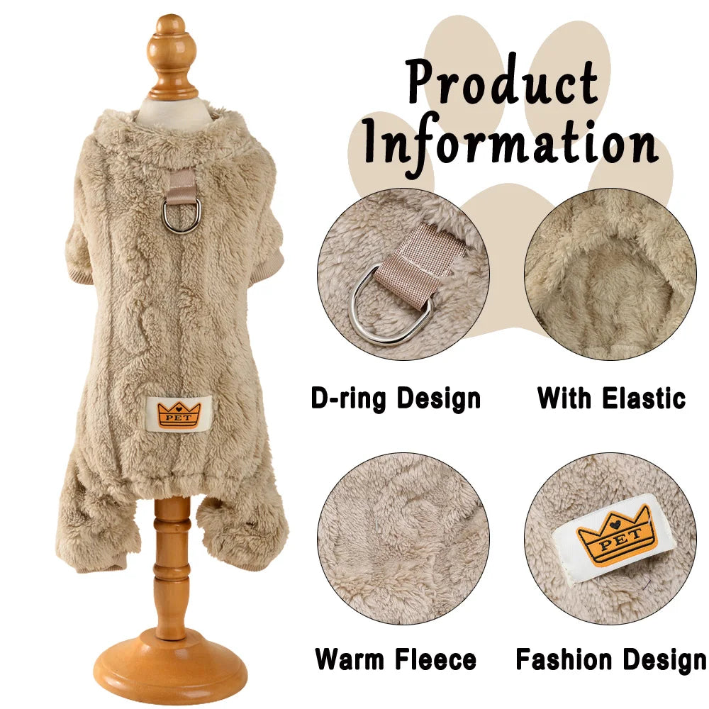 Soft Fleece Jumpsuit for Small & Medium Dogs & Cats Winter Pet Clothes