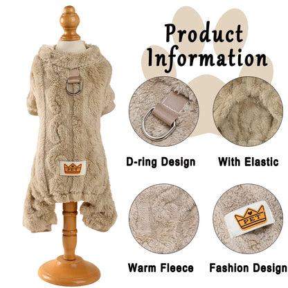 Soft Fleece Jumpsuit for Small & Medium Dogs & Cats Winter Pet Clothes
