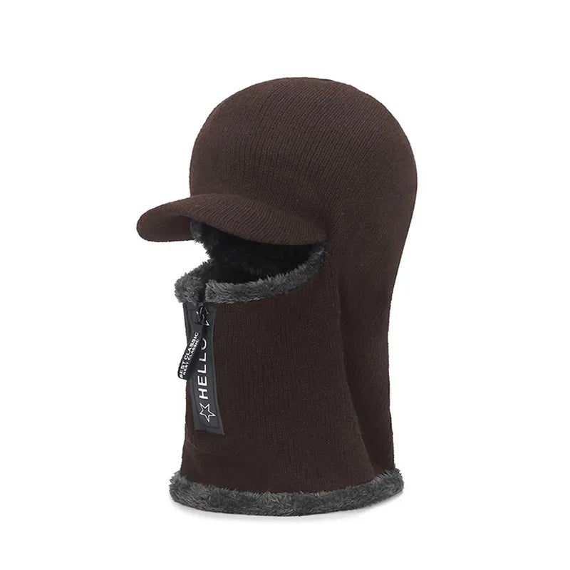 Men's Warm Wool Knit Hat with Ear Protection