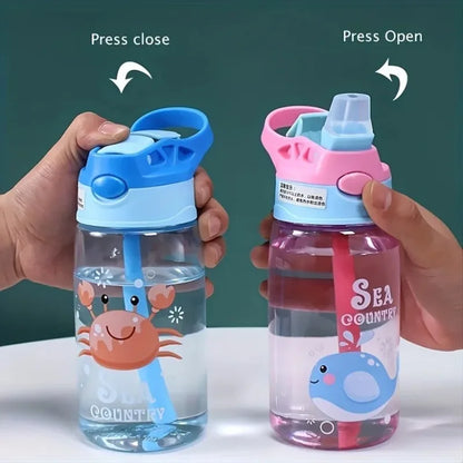 480ml Leak Proof Cartoon Kids Water Bottle with Straw