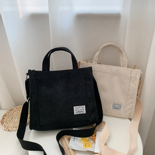 Women’s Corduroy Square Crossbody Tote Bag Travel Handbag