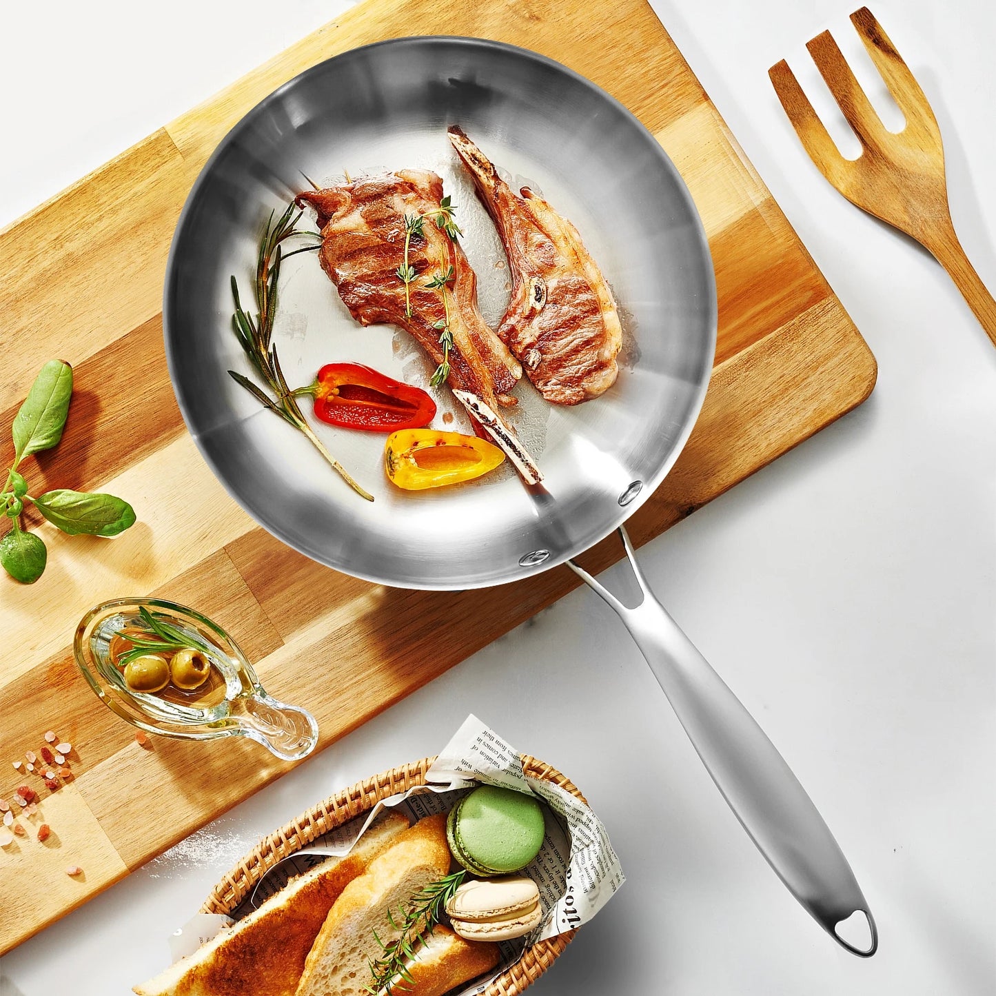 304 Stainless Steel Nonstick Frying Pan for Gas and Induction