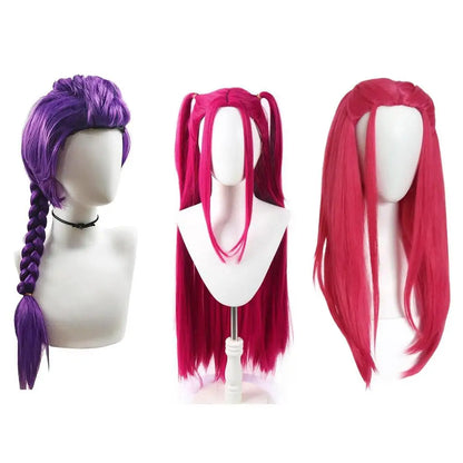 Purple Pink Long Braided Side Ponytail Cosplay Wig
