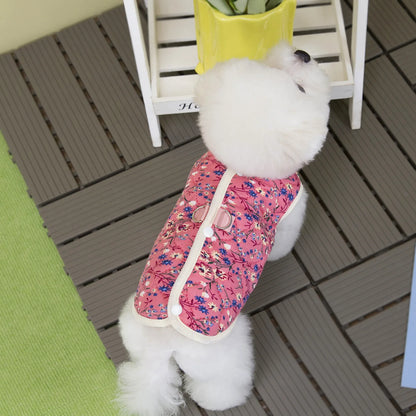 Floral Fleece Dog Vest for Small Dogs Winter Pet Coat