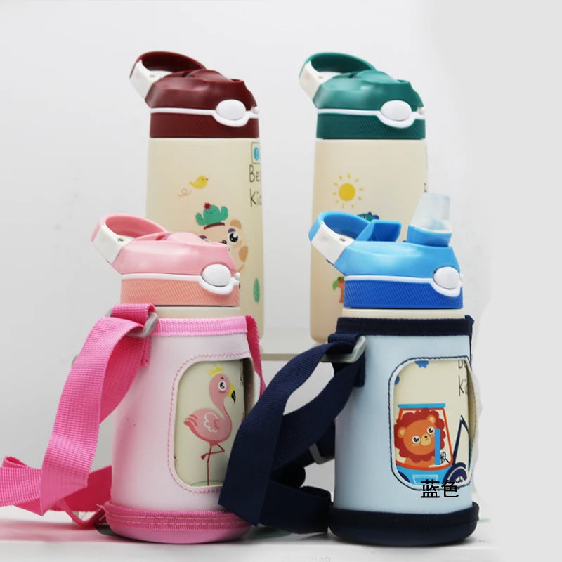 400ml Kids 316 Stainless Steel Thermos Bottle with Straw