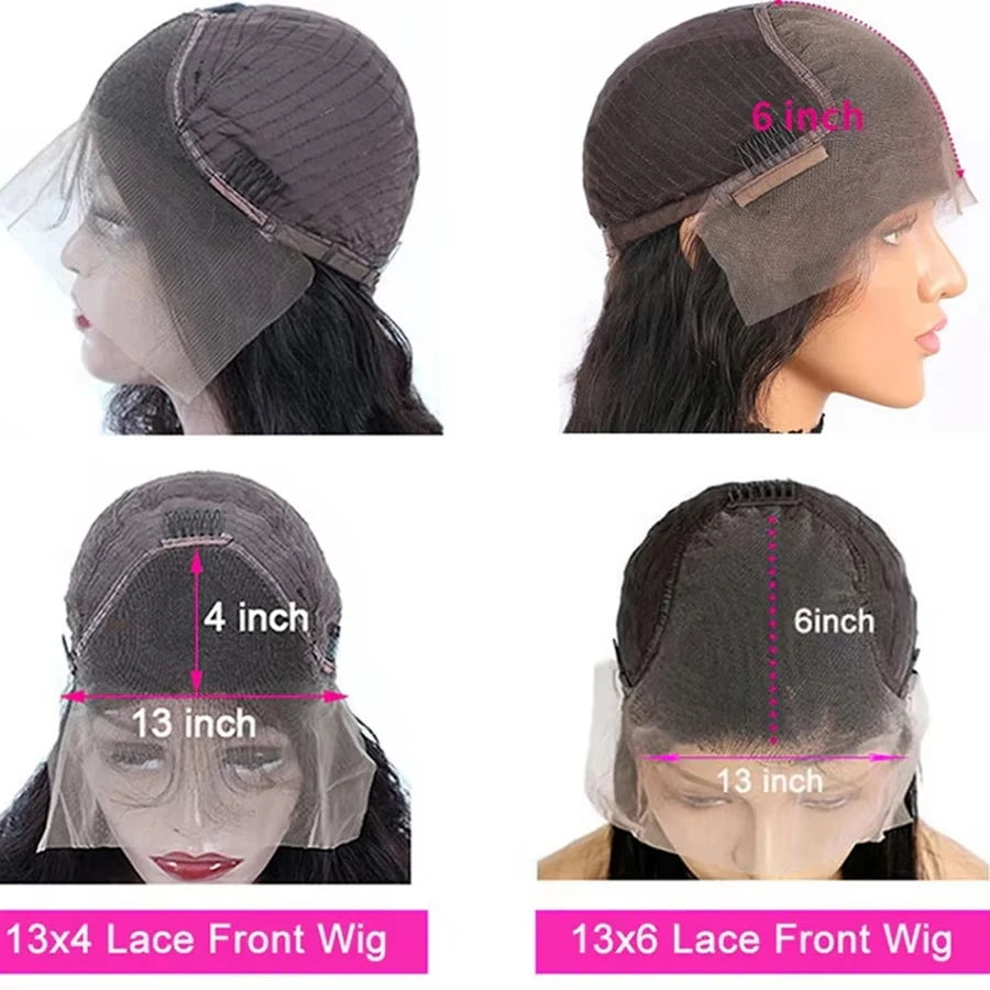 Natural Black Body Wave HD Lace Front Human Hair Wig 180% Density