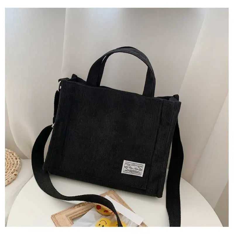 Women’s Corduroy Square Crossbody Tote Bag Travel Handbag