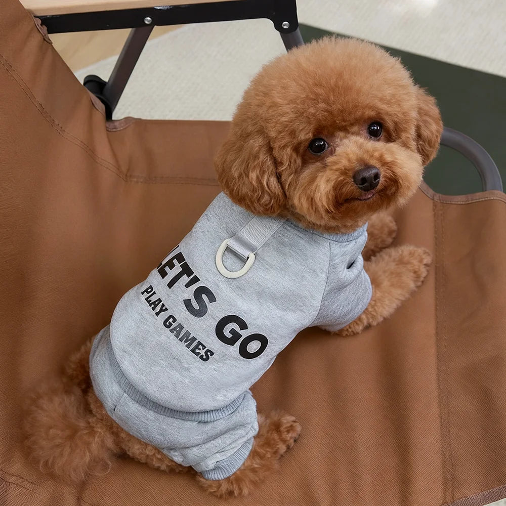 Fleece Winter Dog Jumpsuit Hoodie for Small & Medium Dogs