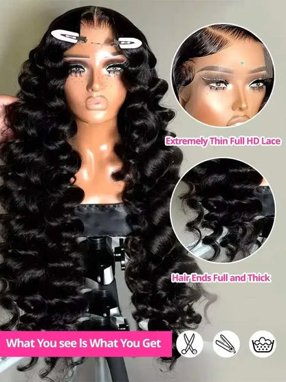 Women's Loose Deep Wave HD Lace Front Human Hair Wig
