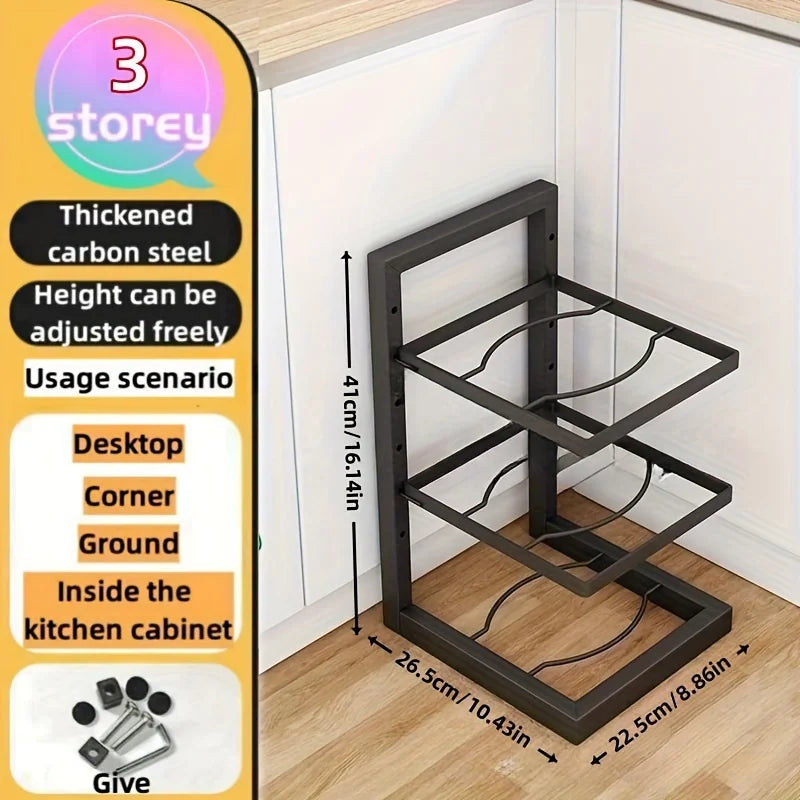 Adjustable Stainless Steel Pot and Pan Organizer Rack