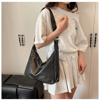 Vintage Leather Large Capacity Tote Crossbody Bag for Women